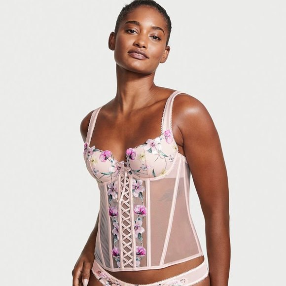 Victoria's Secret VERY SEXY Floral Embroidered Lace Corset Top - Picture 2 of 5